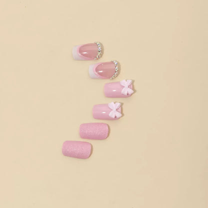 Valentine’s Day Pink Bow French Press-On Nails
