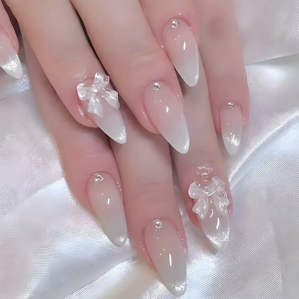 Glitter Cat Eye Bow Press-On Nails