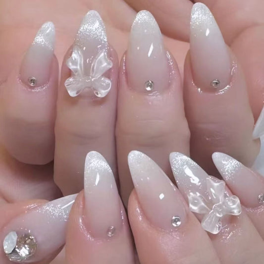 Glitter Cat Eye Bow Press-On Nails