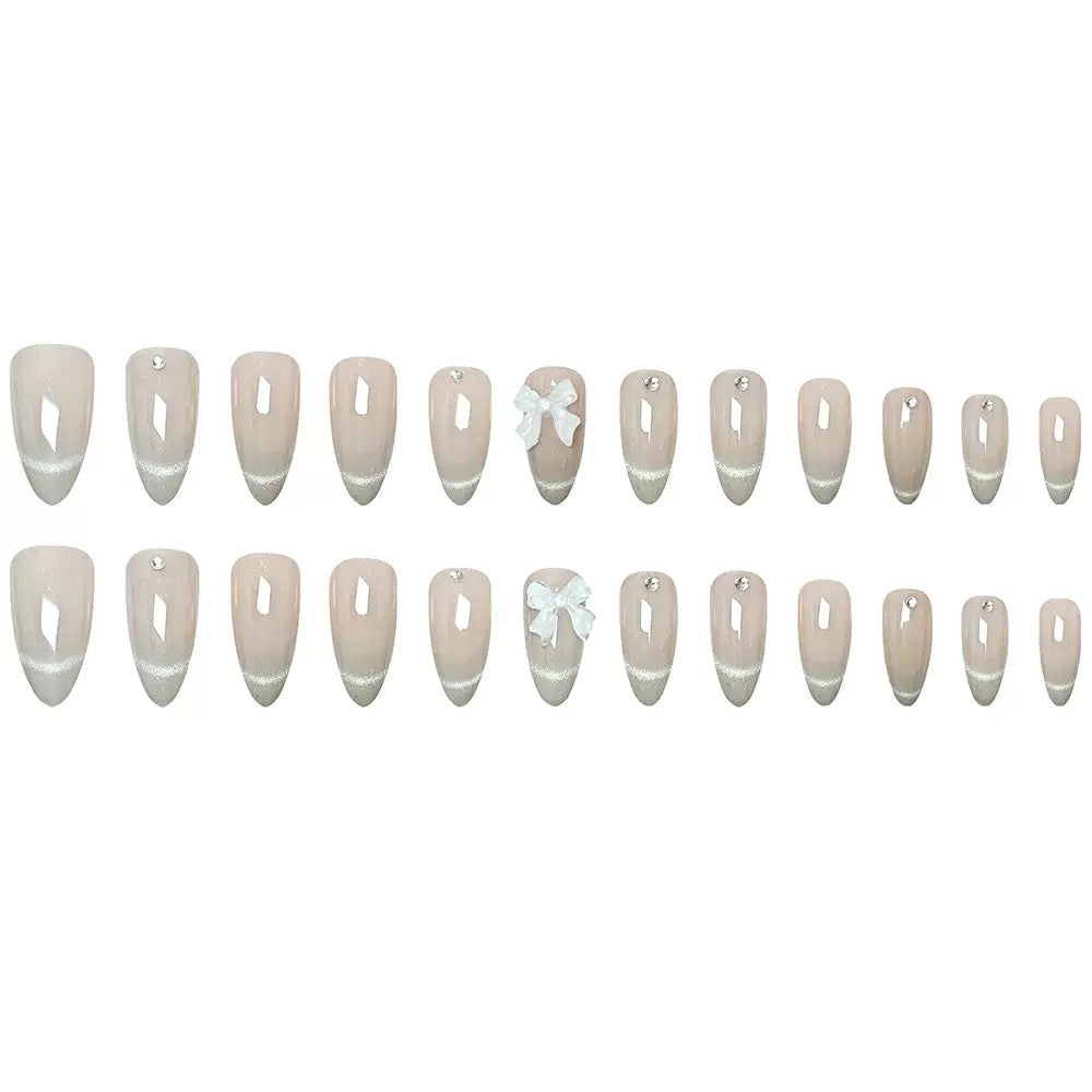 Glitter Cat Eye Bow Press-On Nails