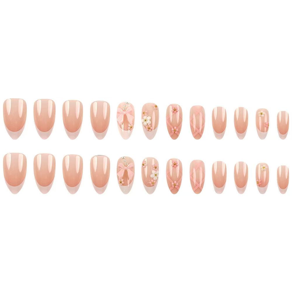French-Style Butterfly and Vibrant Flower Press-On Nails