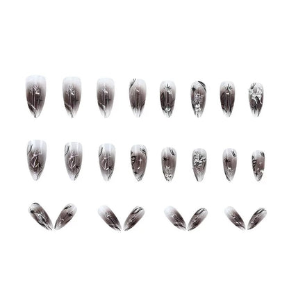 Dark Aesthetic Fine Glitter Gradient 3D Butterfly Detachable Press-On Nails