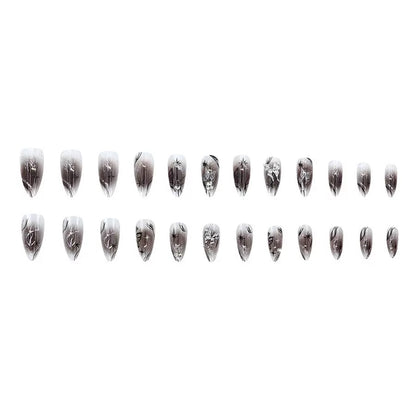 Dark Aesthetic Fine Glitter Gradient 3D Butterfly Detachable Press-On Nails