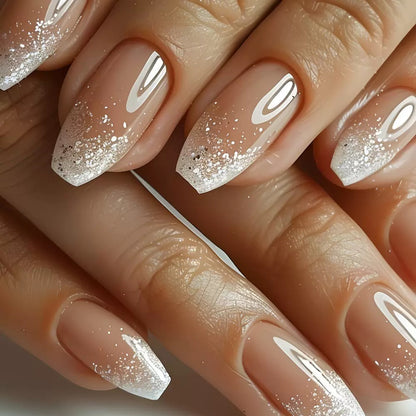 Silver Glitter Gradient Press-On Nails