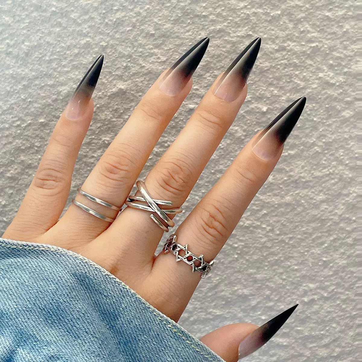 Halloween Long Stiletto Gradient Minimalist Press-On Nails