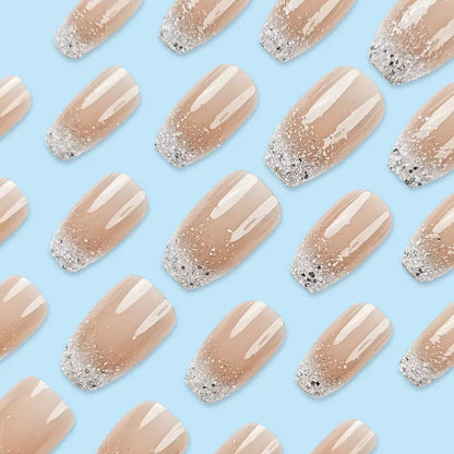 Silver Glitter Gradient Press-On Nails
