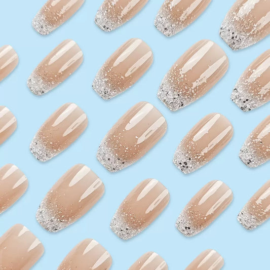 Silver Glitter Gradient Press-On Nails