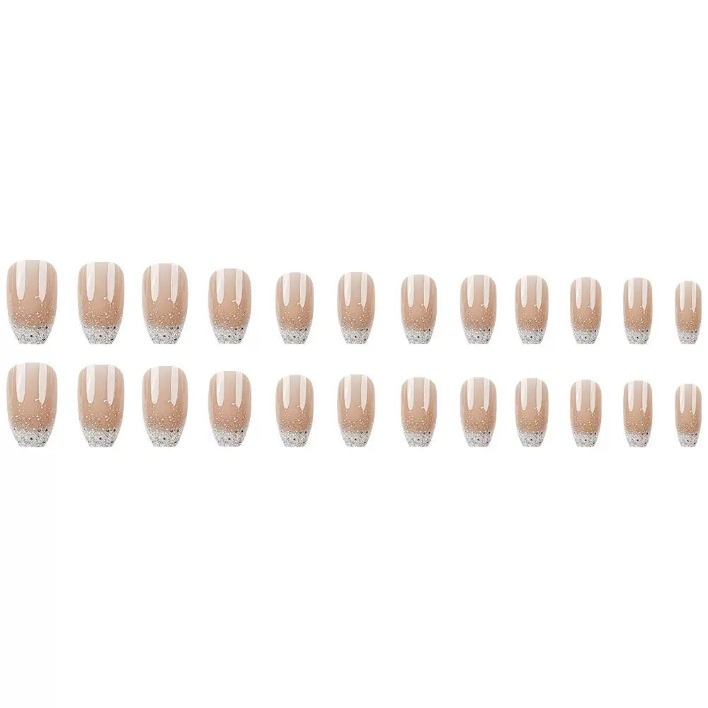 Silver Glitter Gradient Press-On Nails
