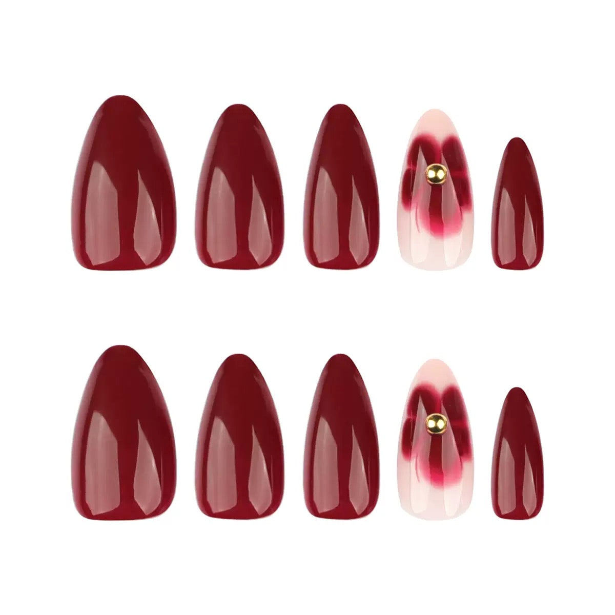 Minimalist Red Short Almond Detachable Press-On Nails