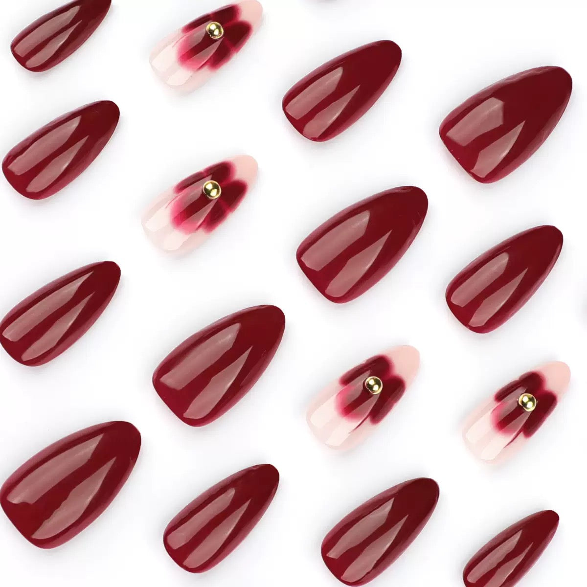 Minimalist Red Short Almond Detachable Press-On Nails