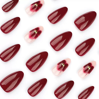 Minimalist Red Short Almond Detachable Press-On Nails