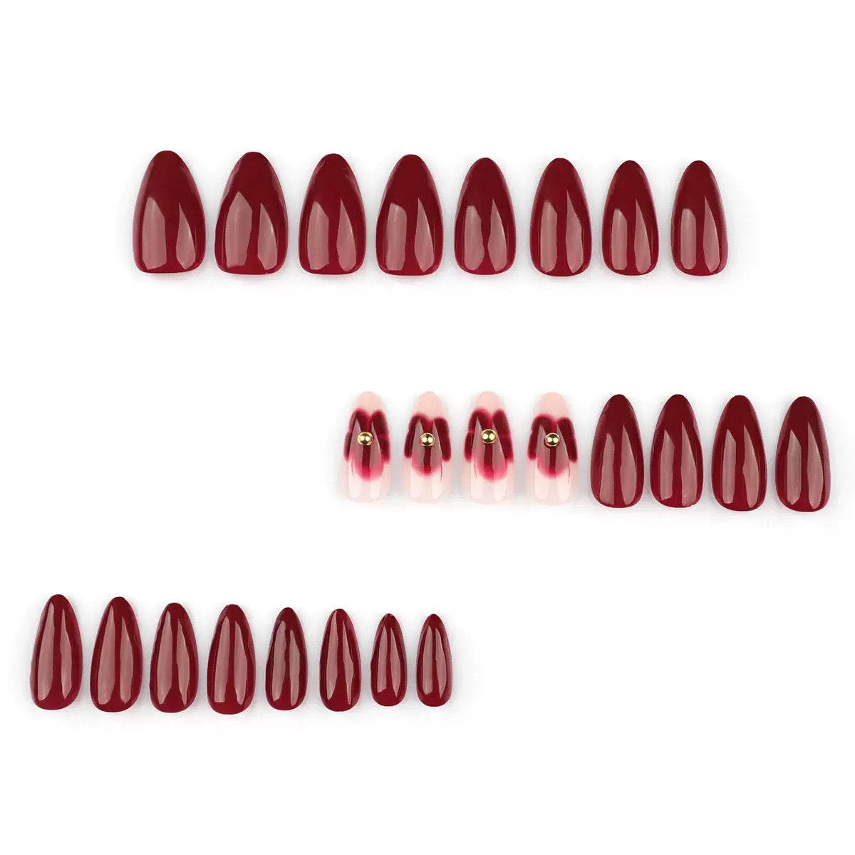 Minimalist Red Short Almond Detachable Press-On Nails