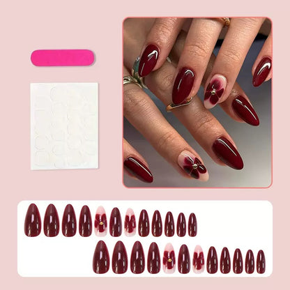 Minimalist Red Short Almond Detachable Press-On Nails