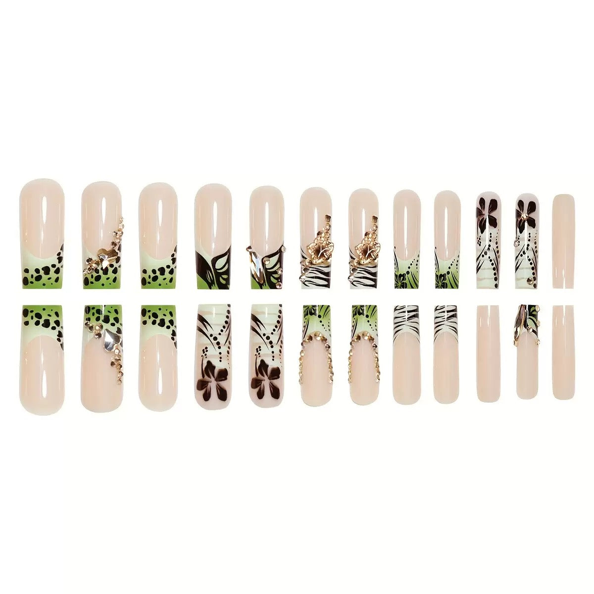 Elegant Minimal Butterfly High-End Fashion Striped Accent Press-On Nail Tips