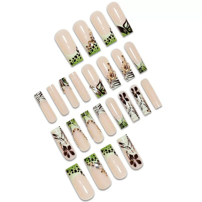 Elegant Minimal Butterfly High-End Fashion Striped Accent Press-On Nail Tips