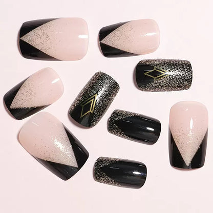 Bestselling Euro-American Glitter Sweet-Cool French Style Hot Girl Shiny Press-On Nails