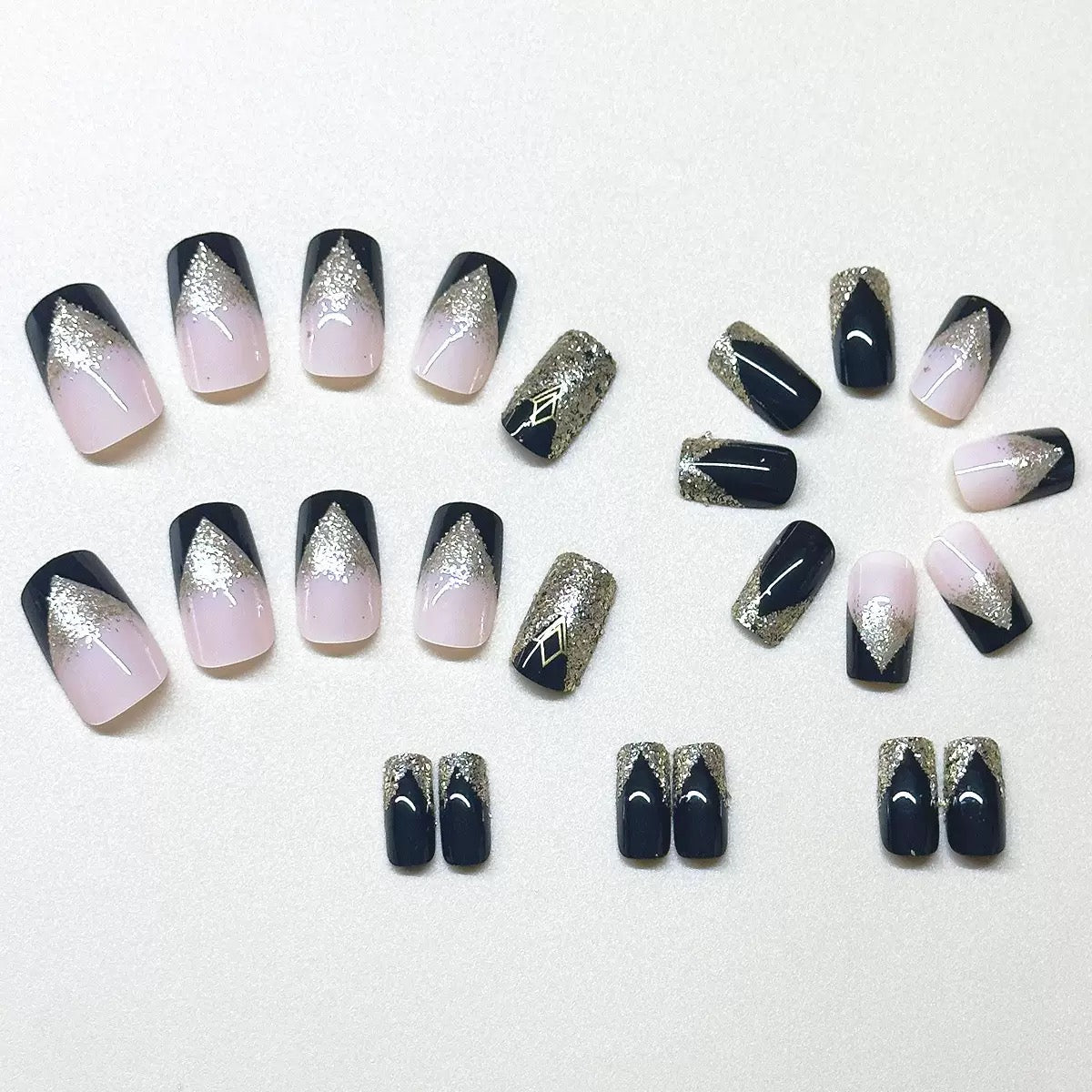 Bestselling Euro-American Glitter Sweet-Cool French Style Hot Girl Shiny Press-On Nails