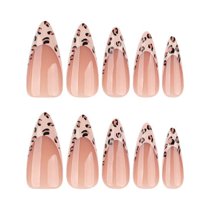 New Arrival Hot Girl Leopard Print Long Stiletto Sweet-Cool Reusable Press-On Nails