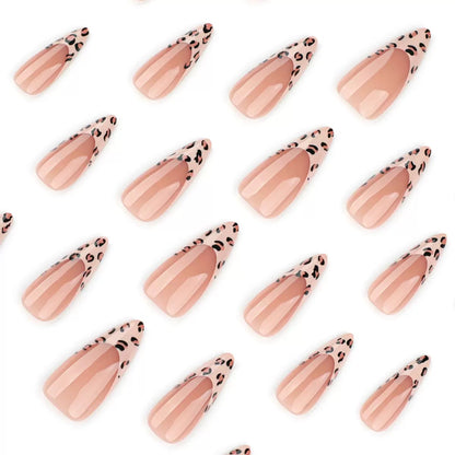 New Arrival Hot Girl Leopard Print Long Stiletto Sweet-Cool Reusable Press-On Nails