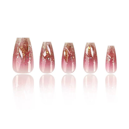 Trendy Hot Girl Sparkling Crushed Diamond Transparent Gradient Ready-to-Wear Press-On Nails