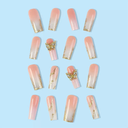 Hot-selling white French-style pure-desire butterfly sweet floral press-on nails