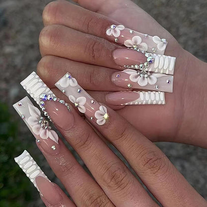 French Bridal Floral Press-On Nails
