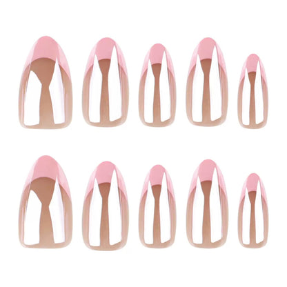 Hot-Selling Coated Sparkle French Pink Short Almond Detachable Press-On Nails | Hailey Style | EU & US Trendy
