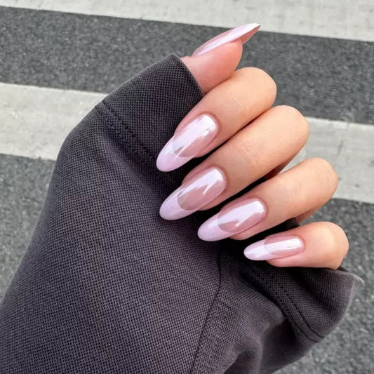 Hot-Selling Coated Sparkle French Pink Short Almond Detachable Press-On Nails | Hailey Style | EU & US Trendy