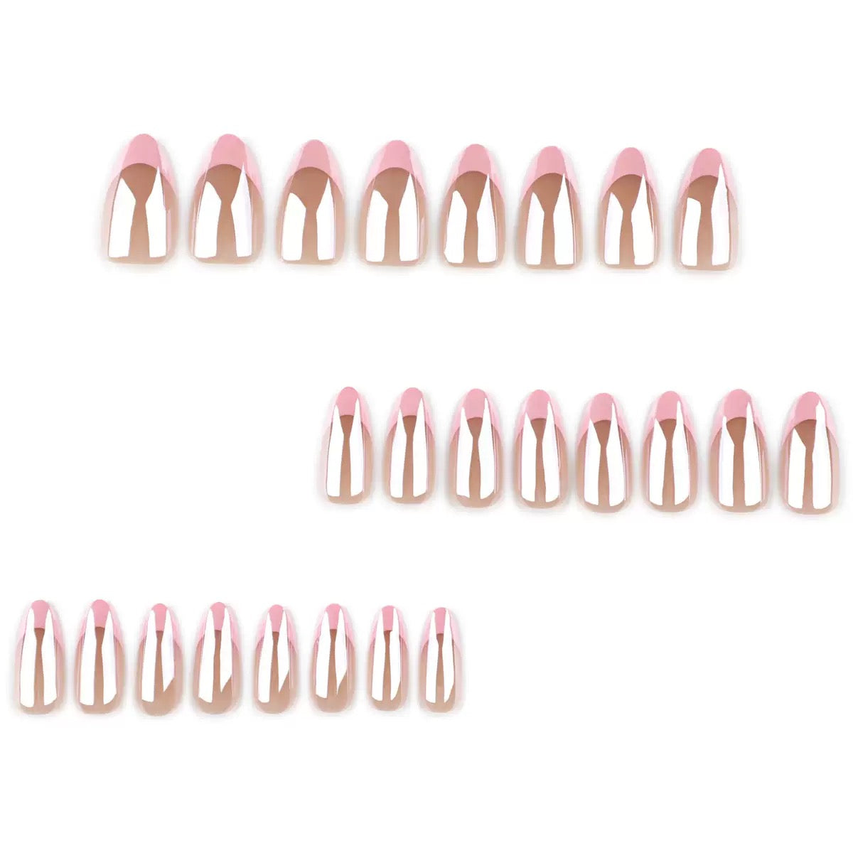 Hot-Selling Coated Sparkle French Pink Short Almond Detachable Press-On Nails | Hailey Style | EU & US Trendy