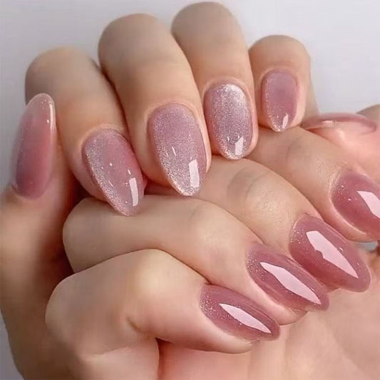 Sparkling Cat Eye Almond Press-On Nails