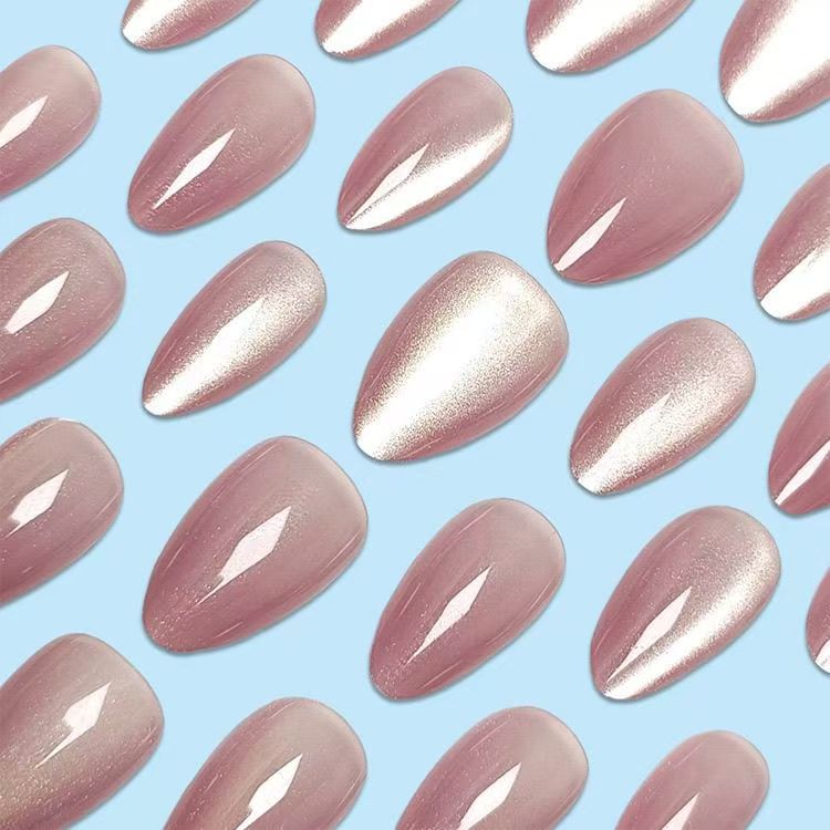 Sparkling Cat Eye Almond Press-On Nails