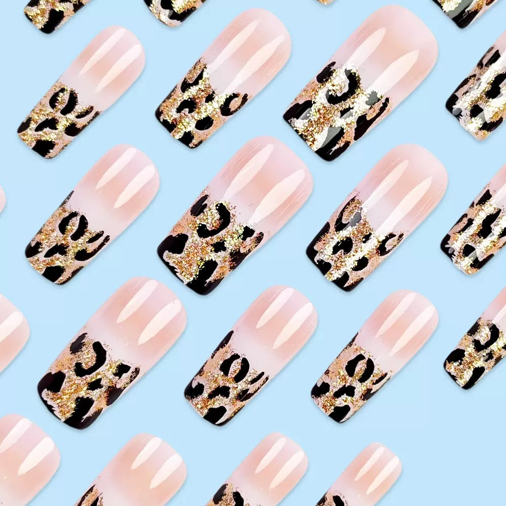 French Jade Leopard Hot Girl Style Ready-to-Wear Press-On Nails
