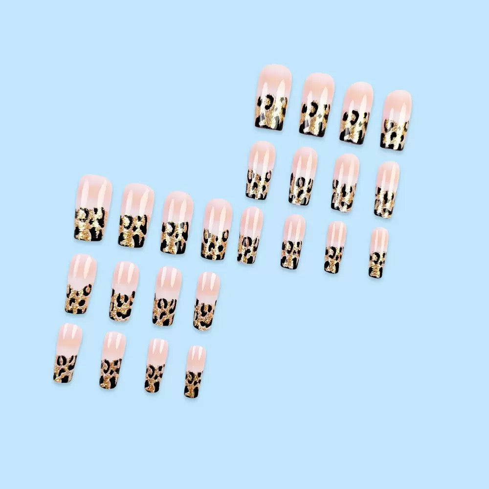 French Jade Leopard Hot Girl Style Ready-to-Wear Press-On Nails
