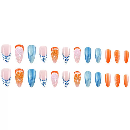 Sweet & Fresh Ocean-Themed Orange Fruit Cute Press-On Nails