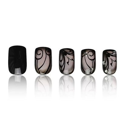 Dark Goth Babe Black Vine Ready-to-Wear Press-On Nail