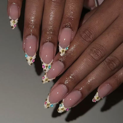 Edgy Girl Rhinestone Almond-Shaped Press-On Nails (Ready-Made)