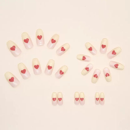 Valentine’s Day Gradient French-Style Heart Medium-Length Ballet Press-On Nails