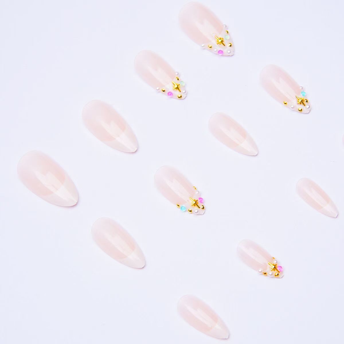 Edgy Girl Rhinestone Almond-Shaped Press-On Nails (Ready-Made)