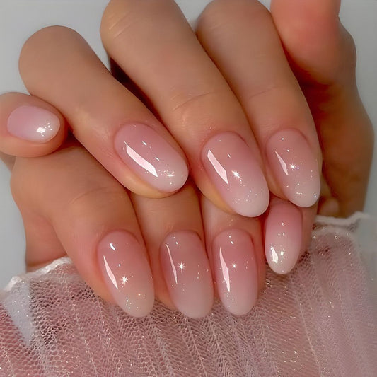 Pink and White Gradient Short Press-On Nails