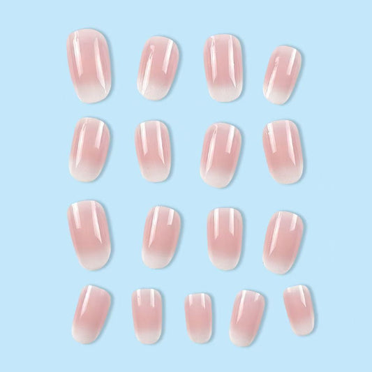 Pink and White Gradient Short Press-On Nails