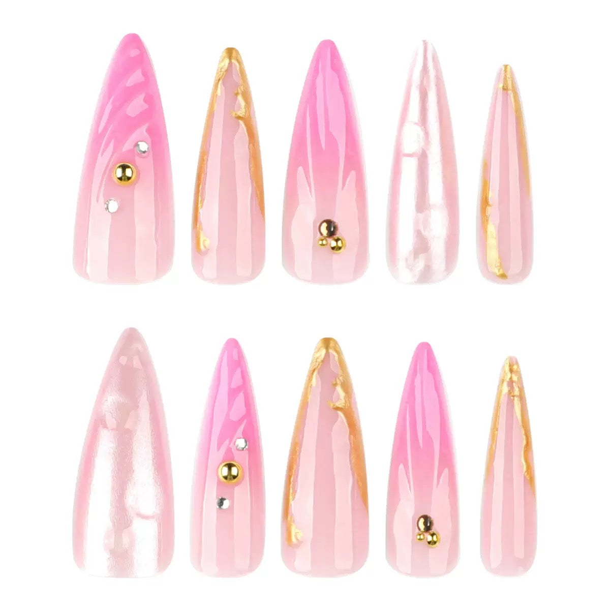 Pink 3D Shell Long Stiletto Press-On Nails
