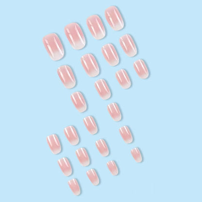 Pink and White Gradient Short Press-On Nails
