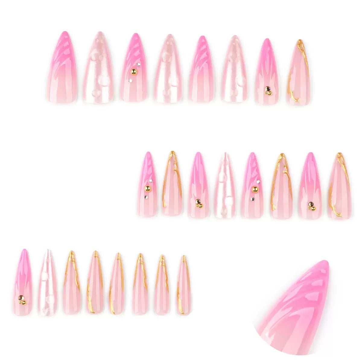 Pink 3D Shell Long Stiletto Press-On Nails