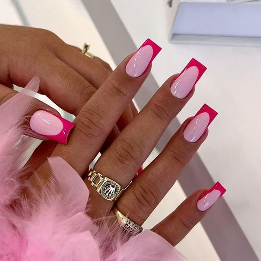 French-Style Edgy Girl Red Medium-Length Press-On Nails