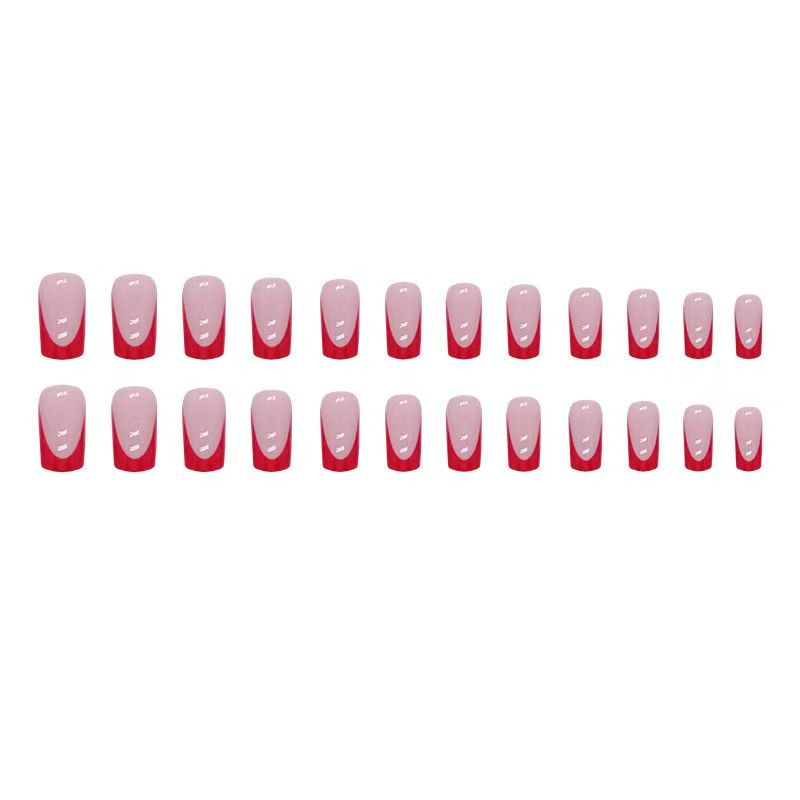 French-Style Edgy Girl Red Medium-Length Press-On Nails