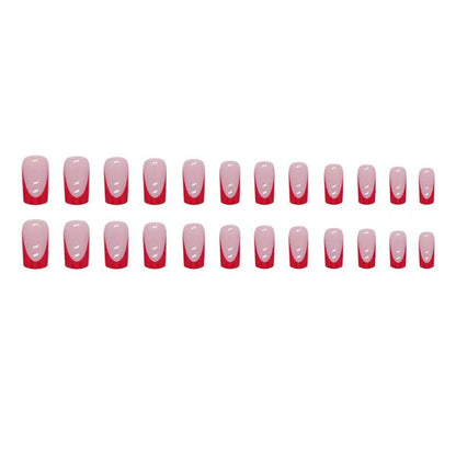 French-Style Edgy Girl Red Medium-Length Press-On Nails