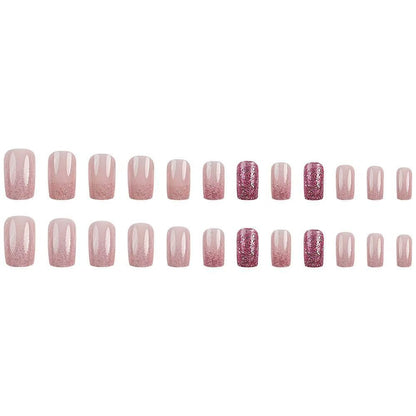 Sparkling Pink Gradient Square Press-On Nails