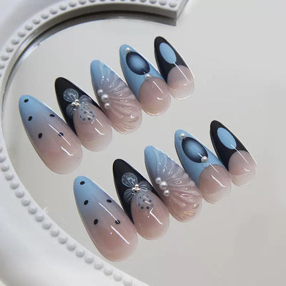 Summer Ocean Fresh 3D Shell, Pearl & Flower Detachable Press-On Nails