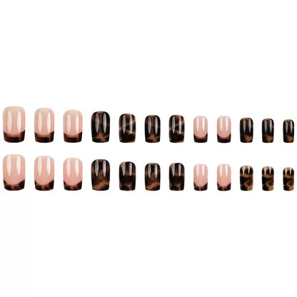 French-Style Edgy Girl Leopard Print Blended Vintage Press-On Nails