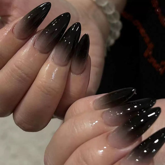 Halloween French Black Gradient Almond Press-On Nails